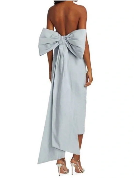 margaret bow silk dress by alexia mara Margaret Silk Faille Midi Dress 14 / Silk Faille Emerald